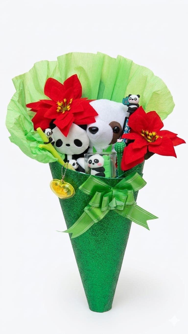 KIT ESCOLAR .:Namorados Buquê Panda Luxo