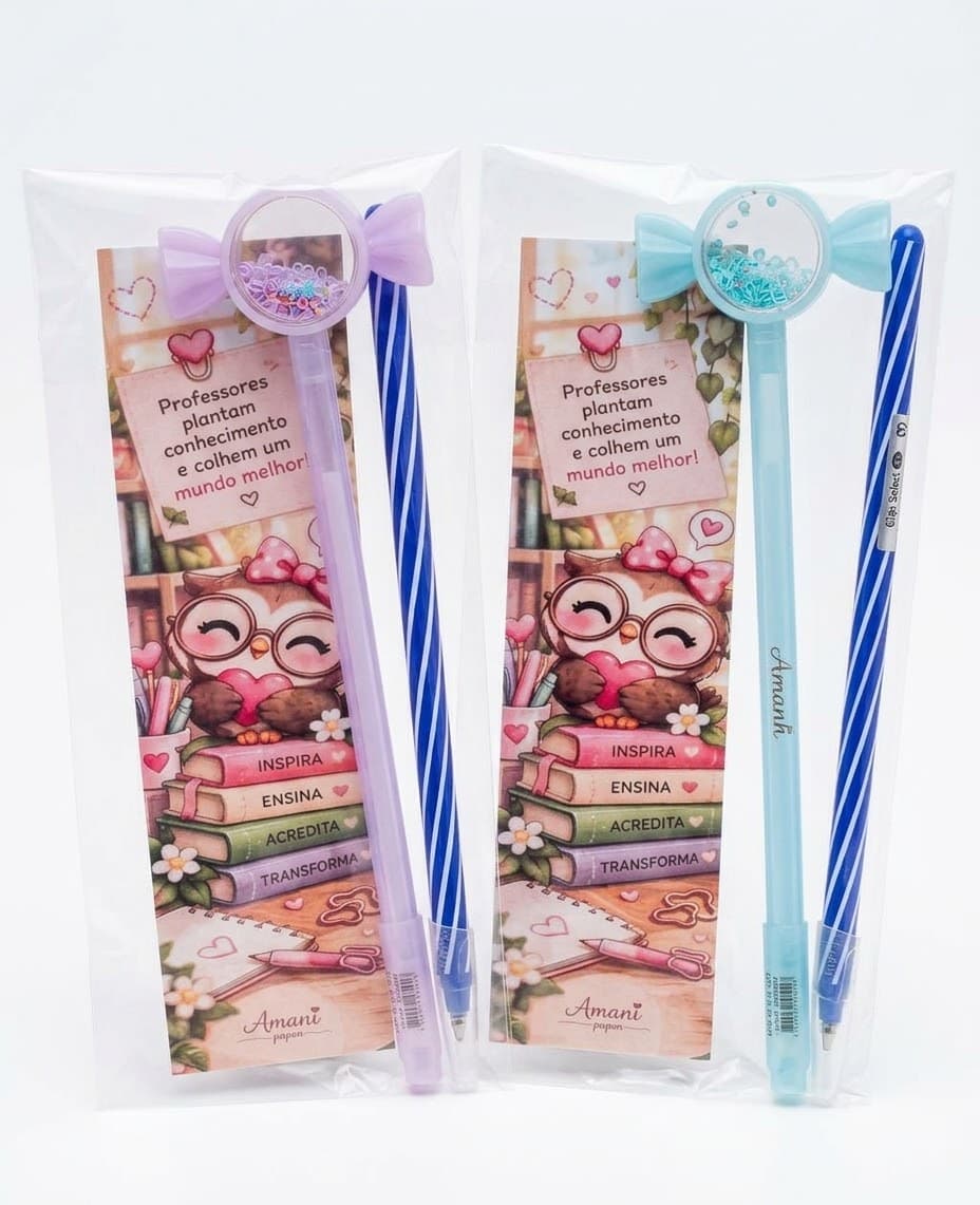 KIT ESCOLAR .:Coleção Prof 2026 - Kit 2 Canetas Fofas